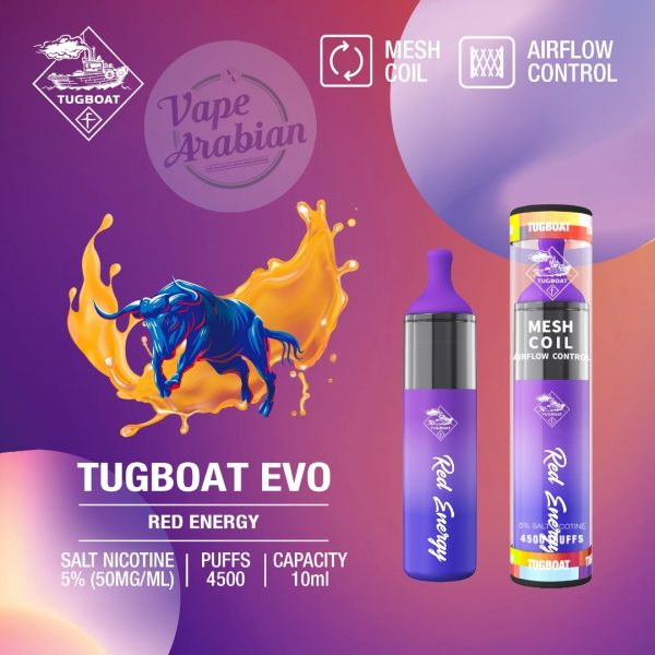 Tugboat evo 4500 puffs - Red Energy