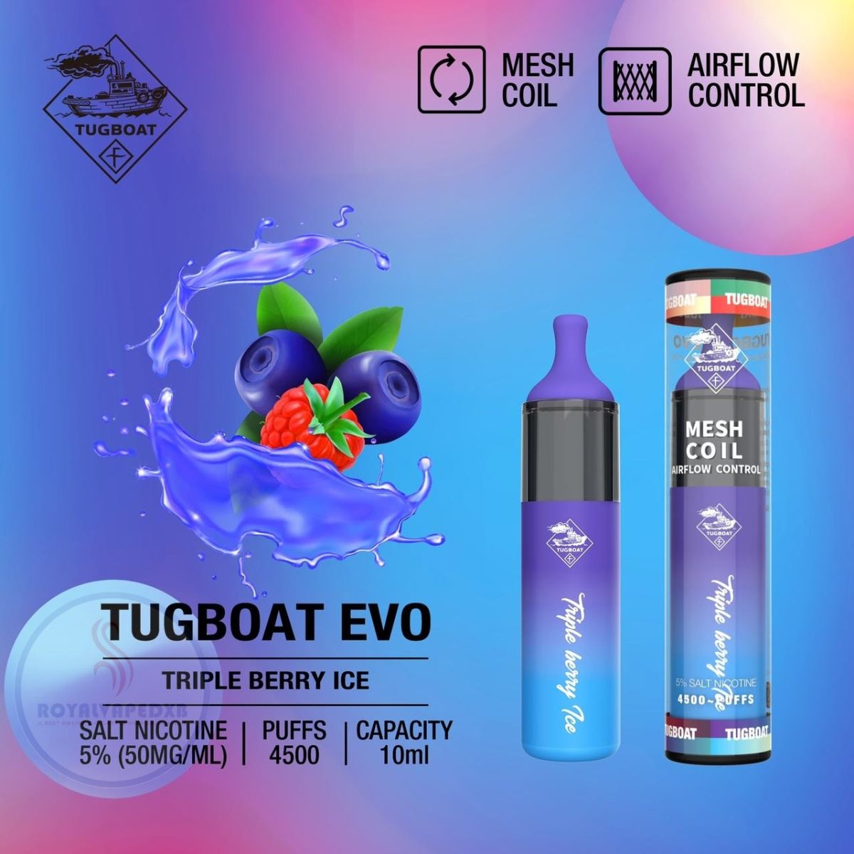 Tugboat EVO 4500 Puffs- Triple Berry ice