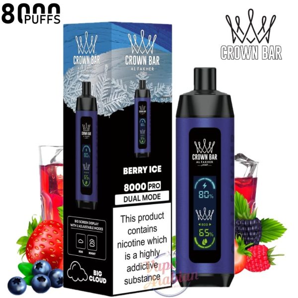 Crown Bar Al Fakher 8000 Pro- Berry Ice