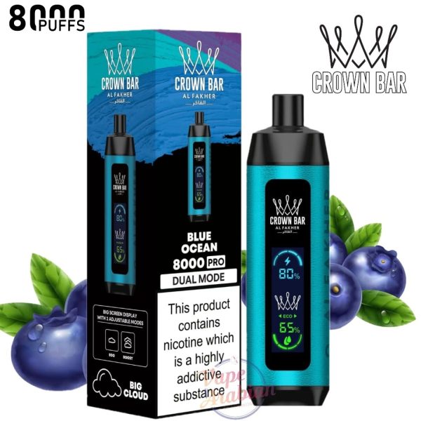 Crown Bar Al Fakher 8000 Pro- Blue Ocean