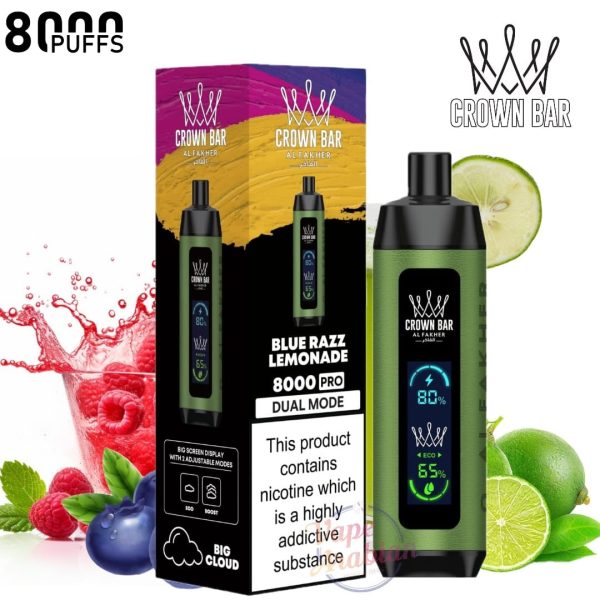 Crown Bar Al Fakher 8000 Pro- Blue Razz Lemonade