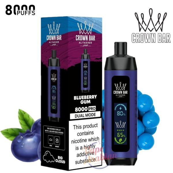 Crown Bar Al Fakher 8000 Pro- Blueberry Gum