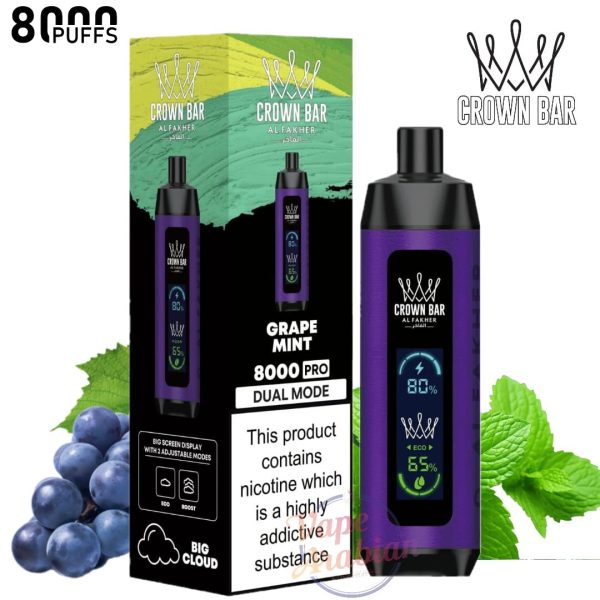 Crown Bar Al Fakher 8000 Pro- Grape Mint