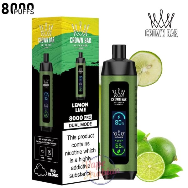 Crown Bar Al Fakher 8000 Pro- Lemon Lime
