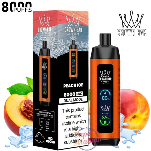 Crown Bar Al Fakher 8000 Pro- Peach Ice