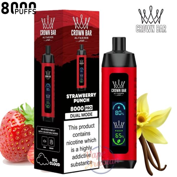Crown Bar Al Fakher 8000 Pro- Strawberry Punch