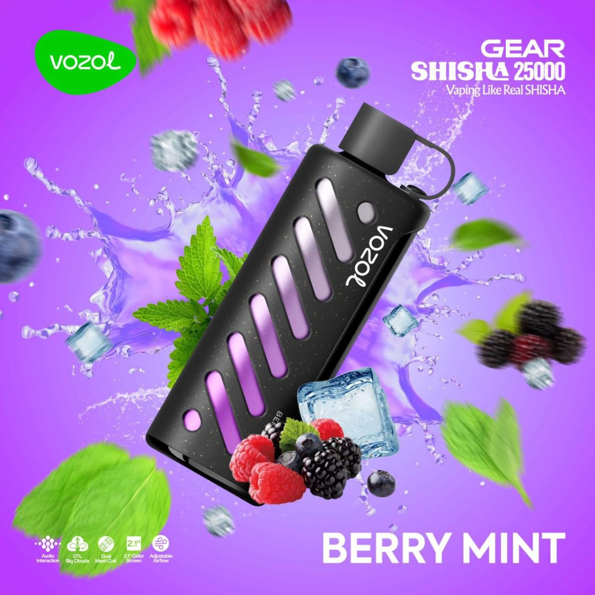 Vozol Gear Shisha 25000 Puffs Disposable Berry Mint