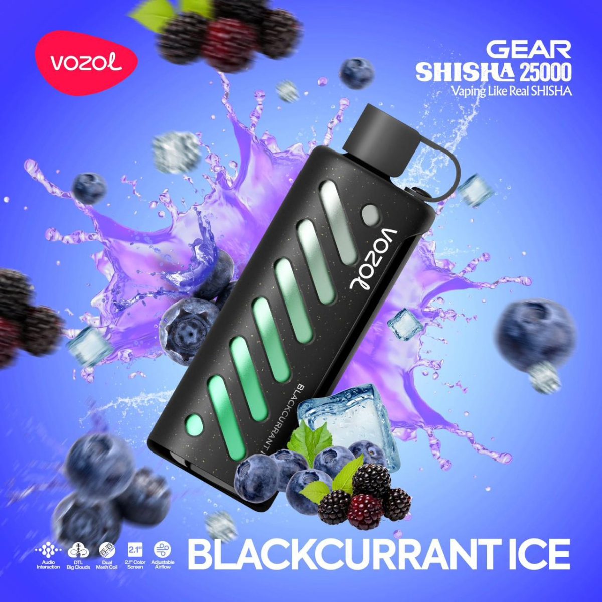 Vozol Gear Shisha 25000 Puffs Disposable Blackcurrant Ice