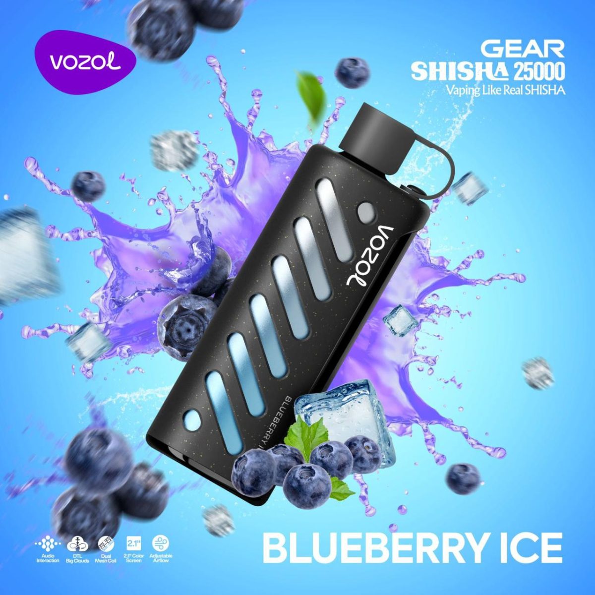 Vozol Gear Shisha 25000 Puffs Disposable Blueberry Ice