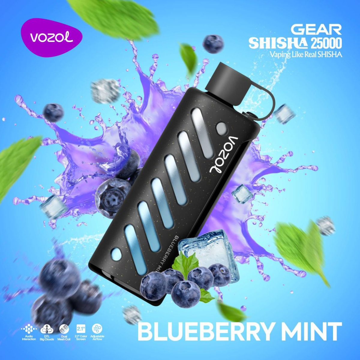 Vozol Gear Shisha 25000 Puffs Disposable Blueberry Mint