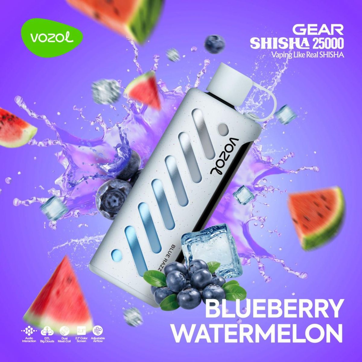 Vozol Gear Shisha 25000 Puffs Disposable Blueberry Watermelon