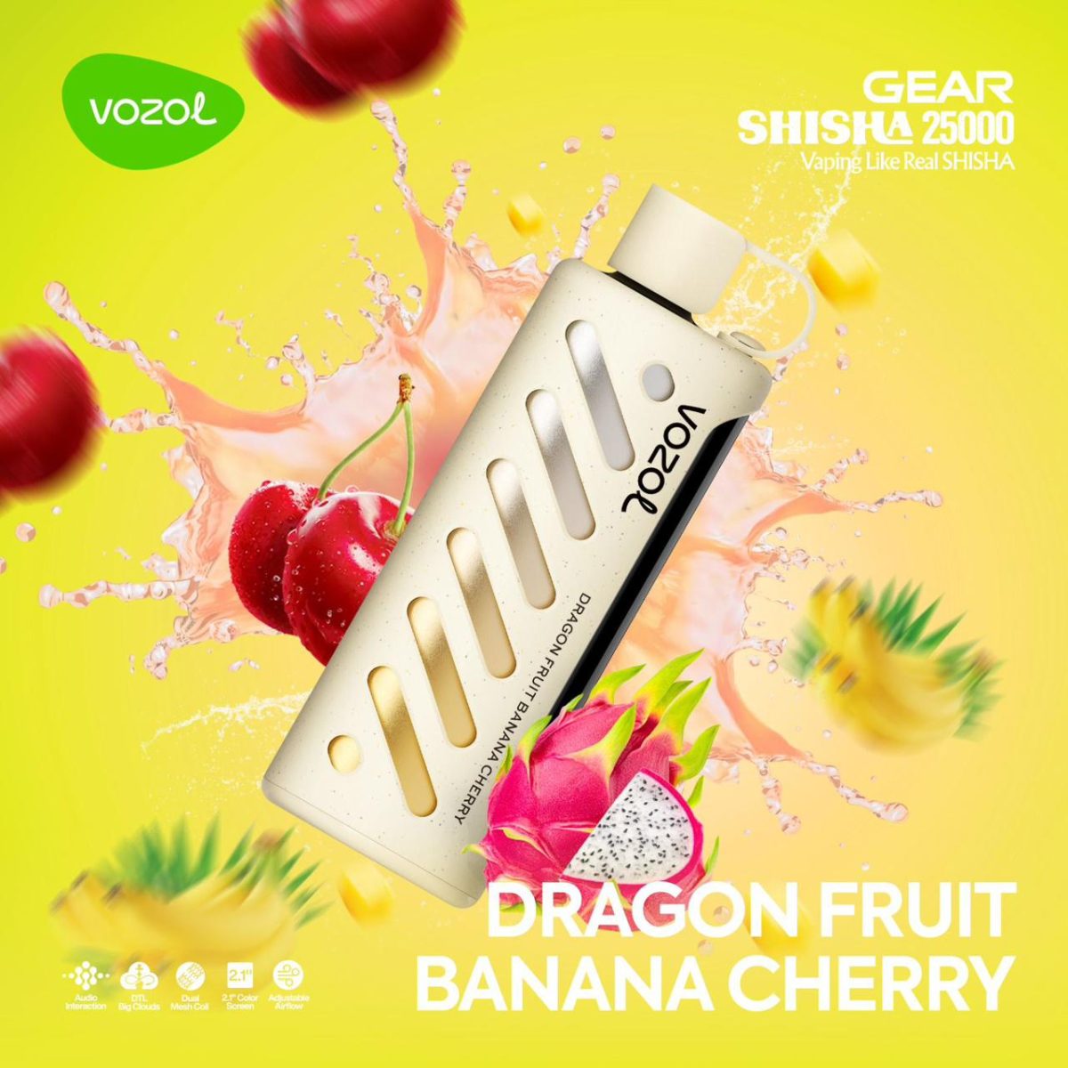 Vozol Gear Shisha 25000 Puffs Disposable Banana Cherry