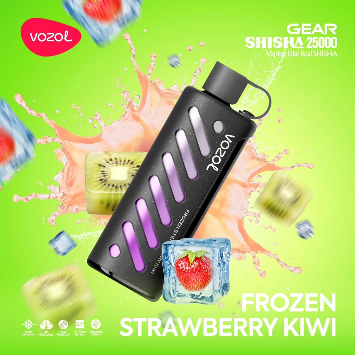 Vozol Gear Shisha 25000 Puffs Disposable Frozen Strawberry Kiwi