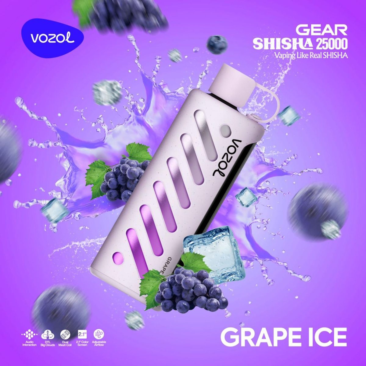 Vozol Gear Shisha 25000 Puffs Disposable Grape Ice