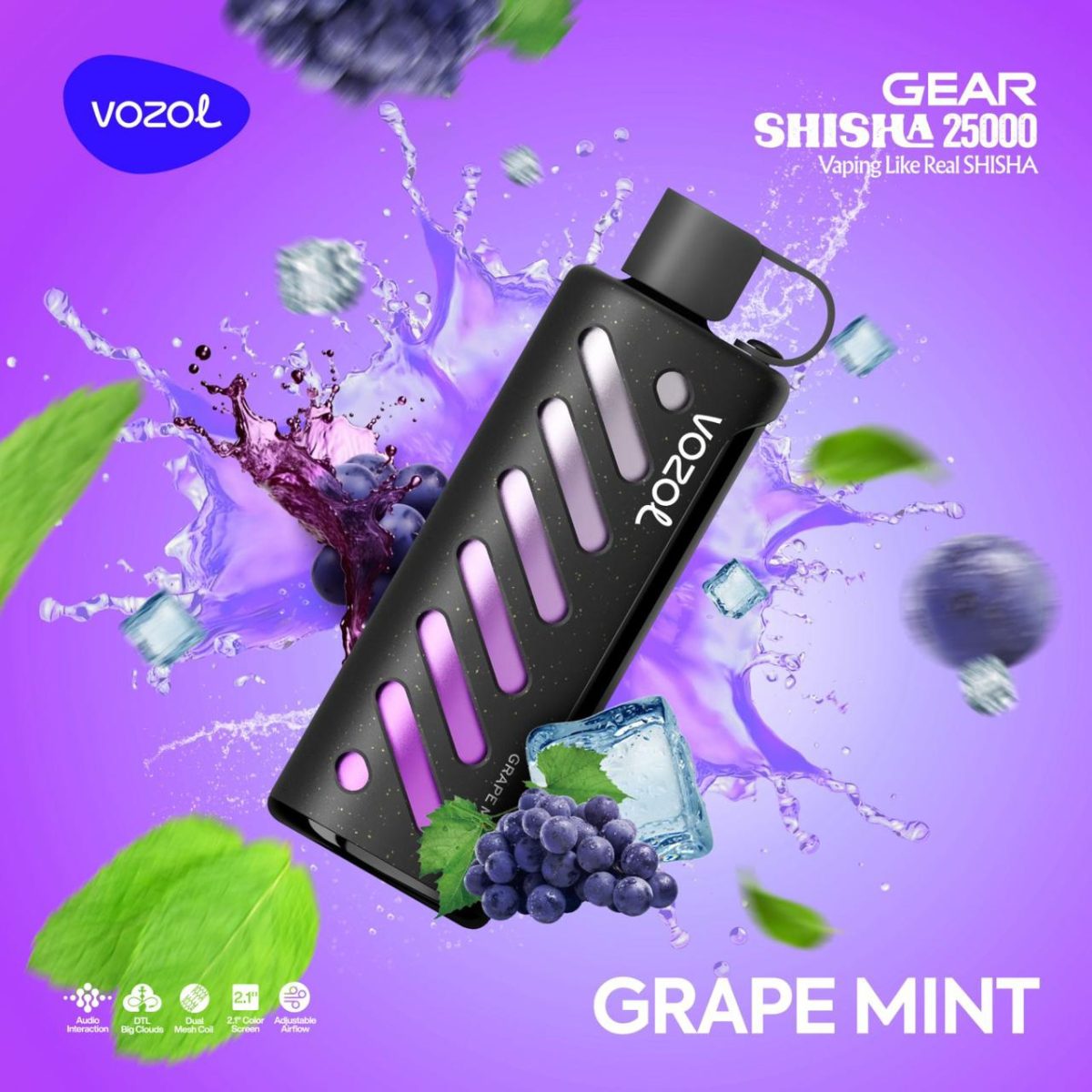 Vozol Gear Shisha 25000 Puffs Disposable Grape Mint