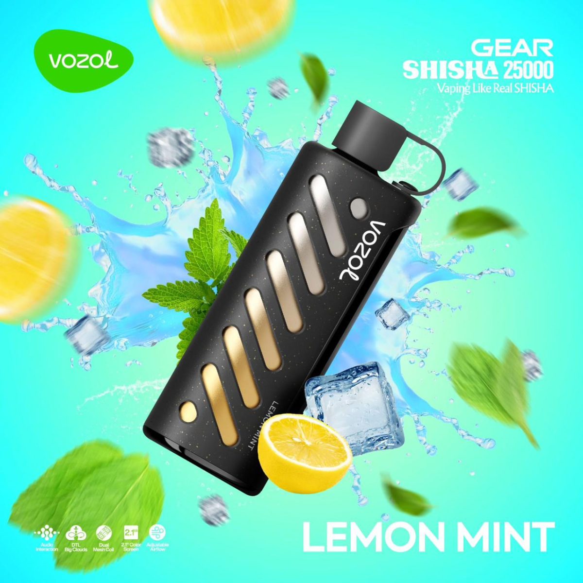 Vozol Gear Shisha 25000 Puffs Disposable Lemon Mint