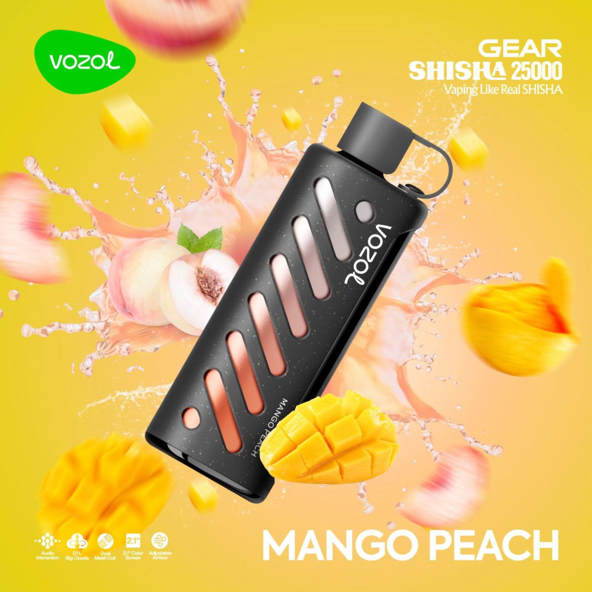 Vozol Gear Shisha 25000 Puffs Disposable Mango Peach