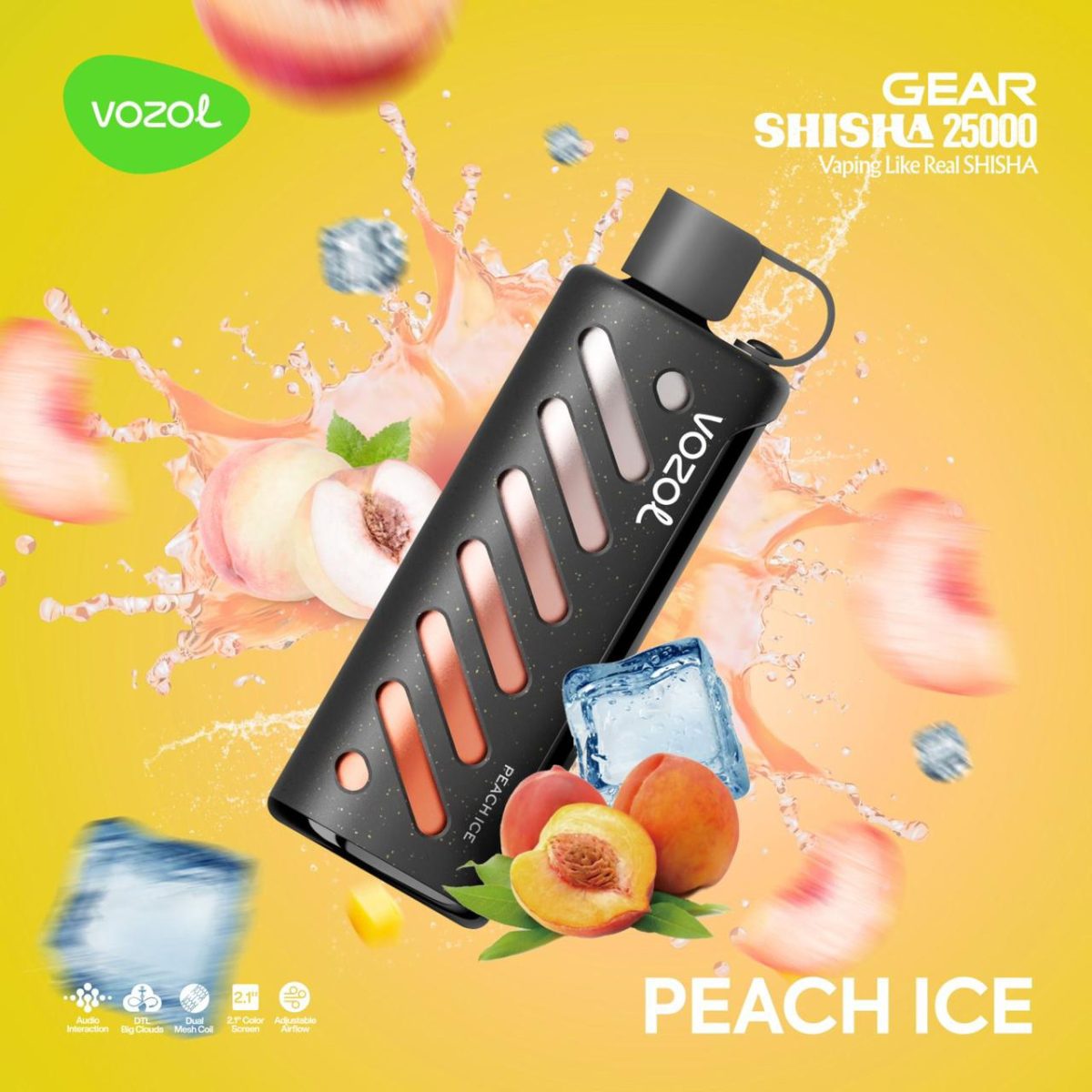 Vozol Gear Shisha 25000 Puffs Disposable Peach Ice
