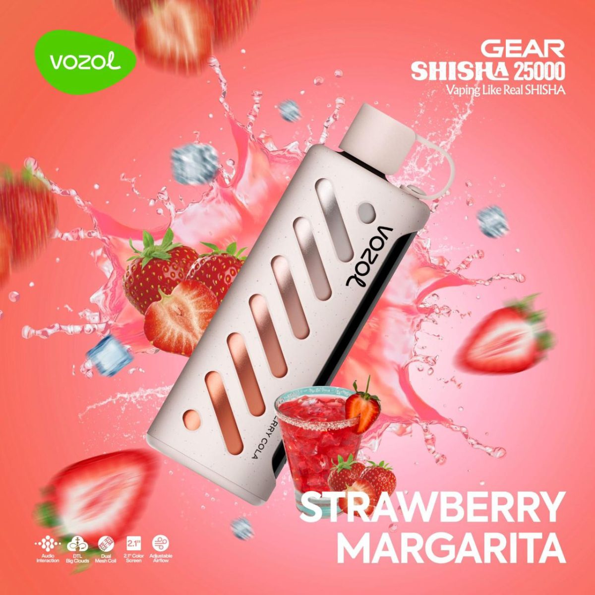 Vozol Gear Shisha 25000 Puffs Disposable Strawberry Margarita
