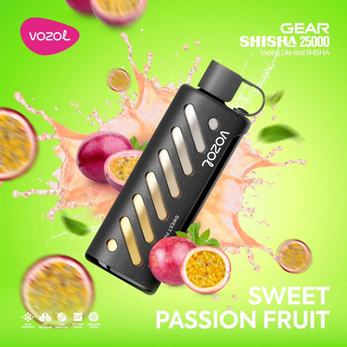 Vozol Gear Shisha 25000 Puffs Disposable Sweet Passion Fruit