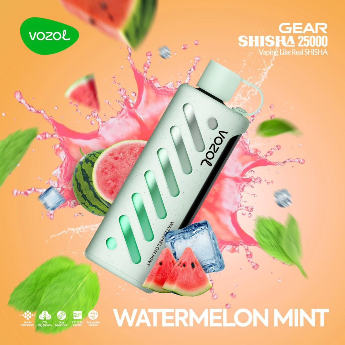 Vozol Gear Shisha 25000 Puffs Disposable Watermelon Mint