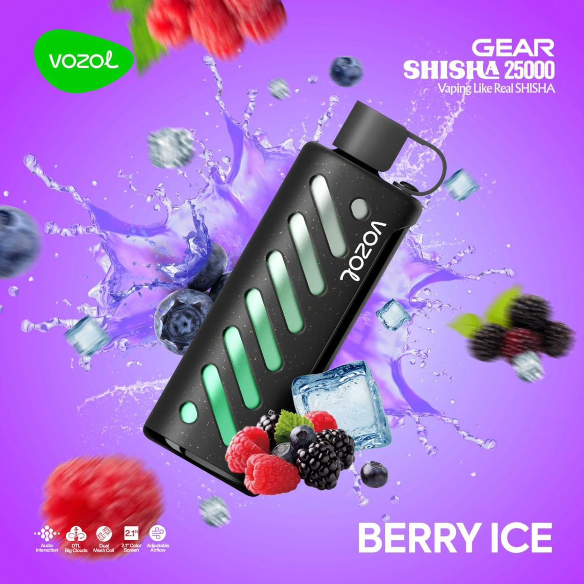 Vozol Gear Shisha 25000 Puffs Disposable Berry Ice